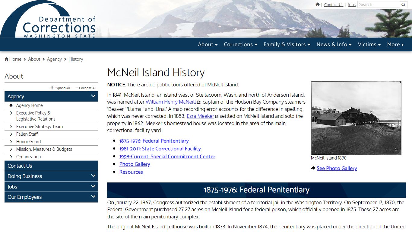 McNeil Island History | Washington State Department of Corrections
