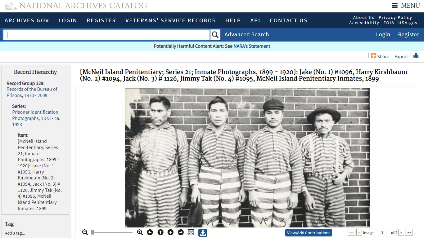 [McNeil Island Penitentiary; Series 21; Inmate Photographs, 1899 - 1920 ...